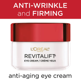 L'Oreal Paris Revitalift Anti-Wrinkle Eye Cream in bathroom setting