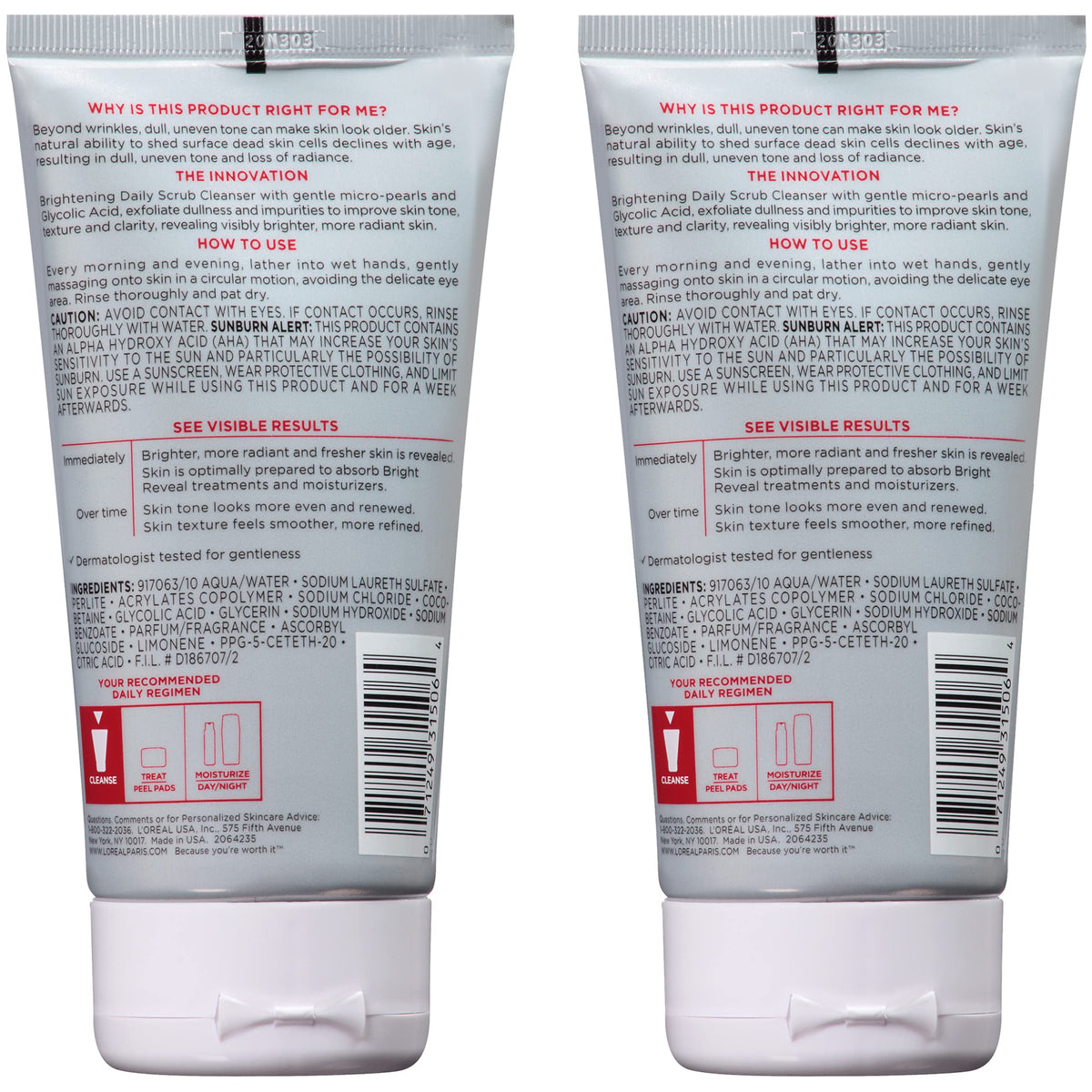 L'Oreal Paris Revitalift Bright Reveal Cleanser pack of 2 on display