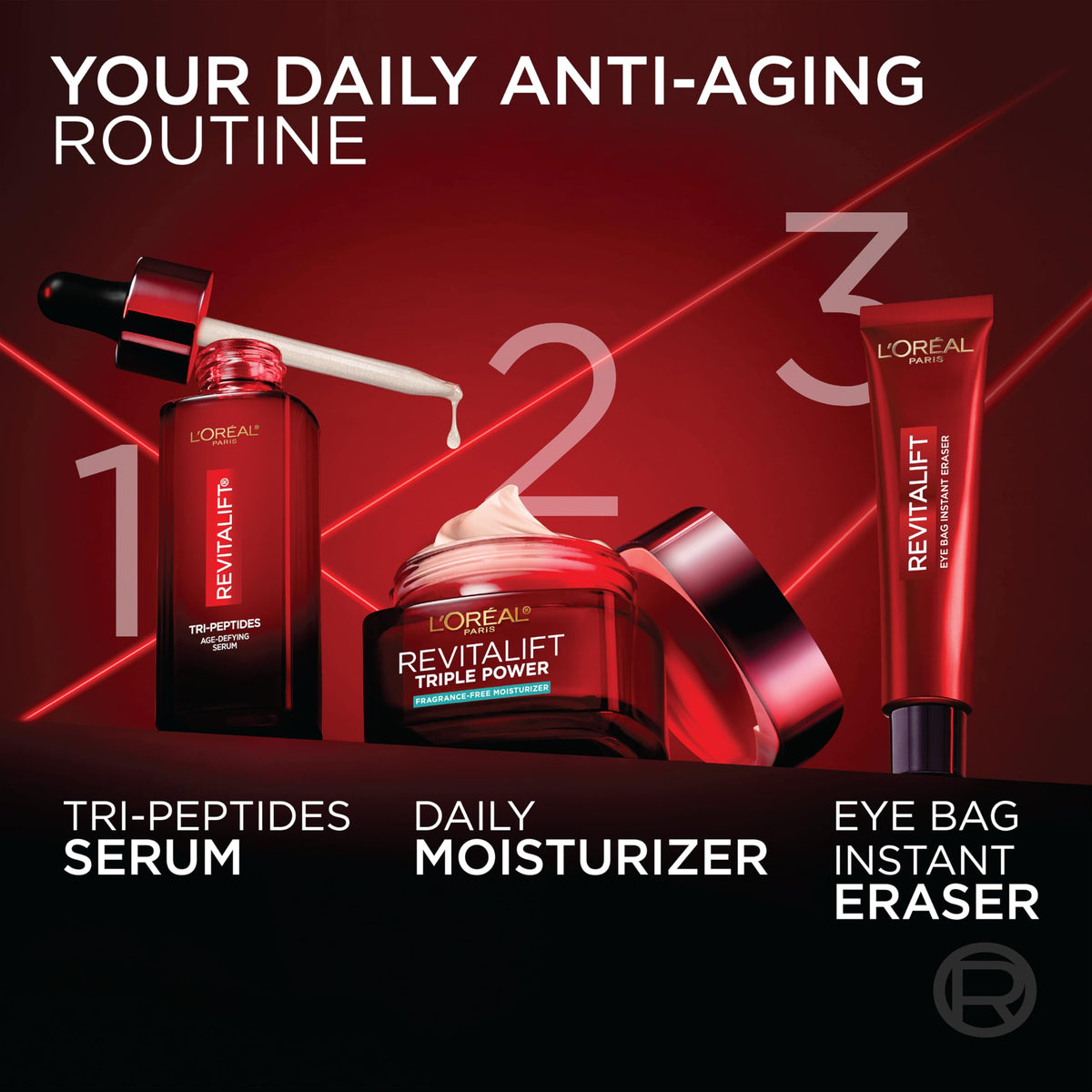 L'Oreal Paris Revitalift moisturizer with ingredients display