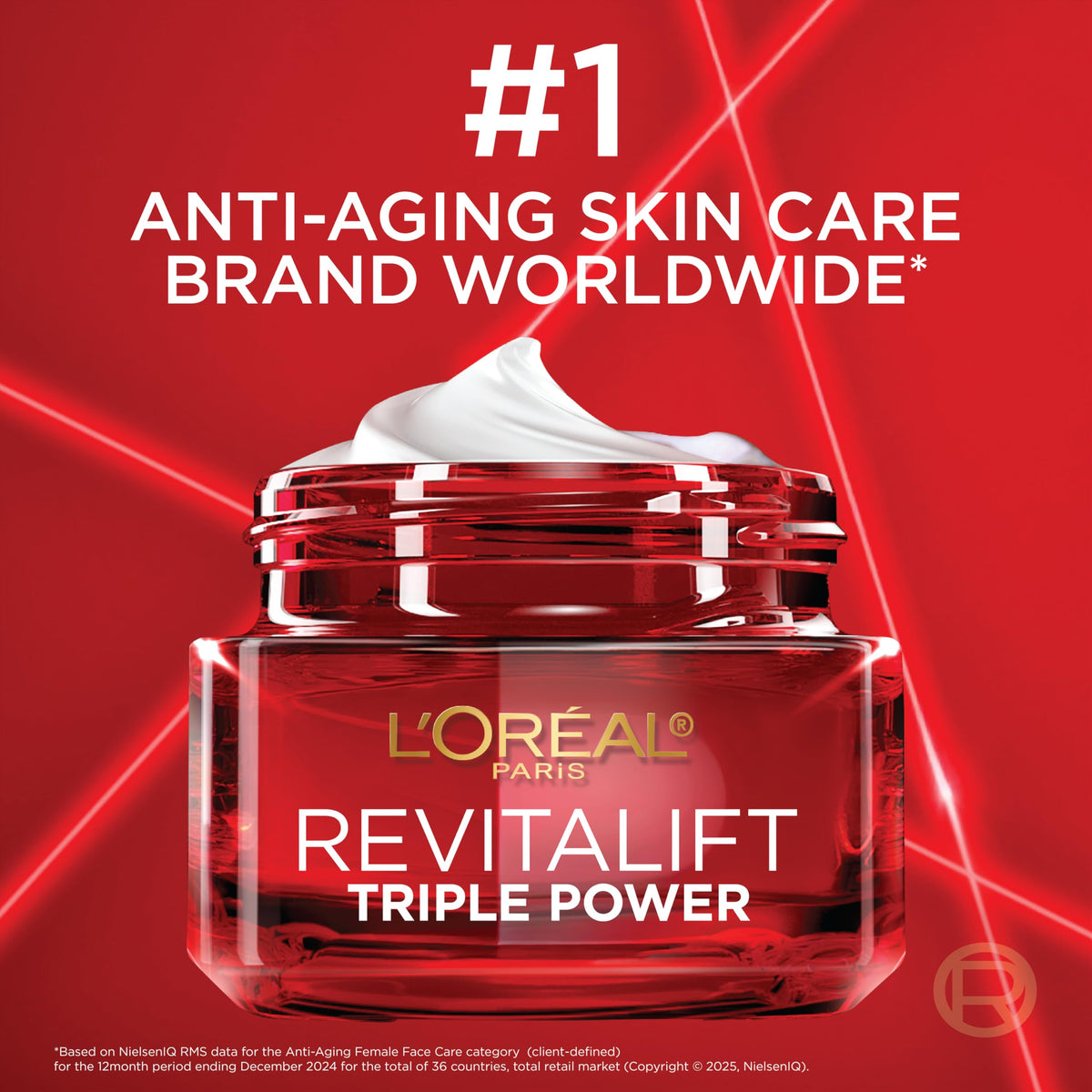 L'Oreal Paris Revitalift Triple Power Face Moisturizer on a vanity