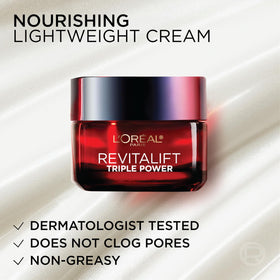 L'Oreal Paris Revitalift Triple Power Face Moisturizer with other skincare products