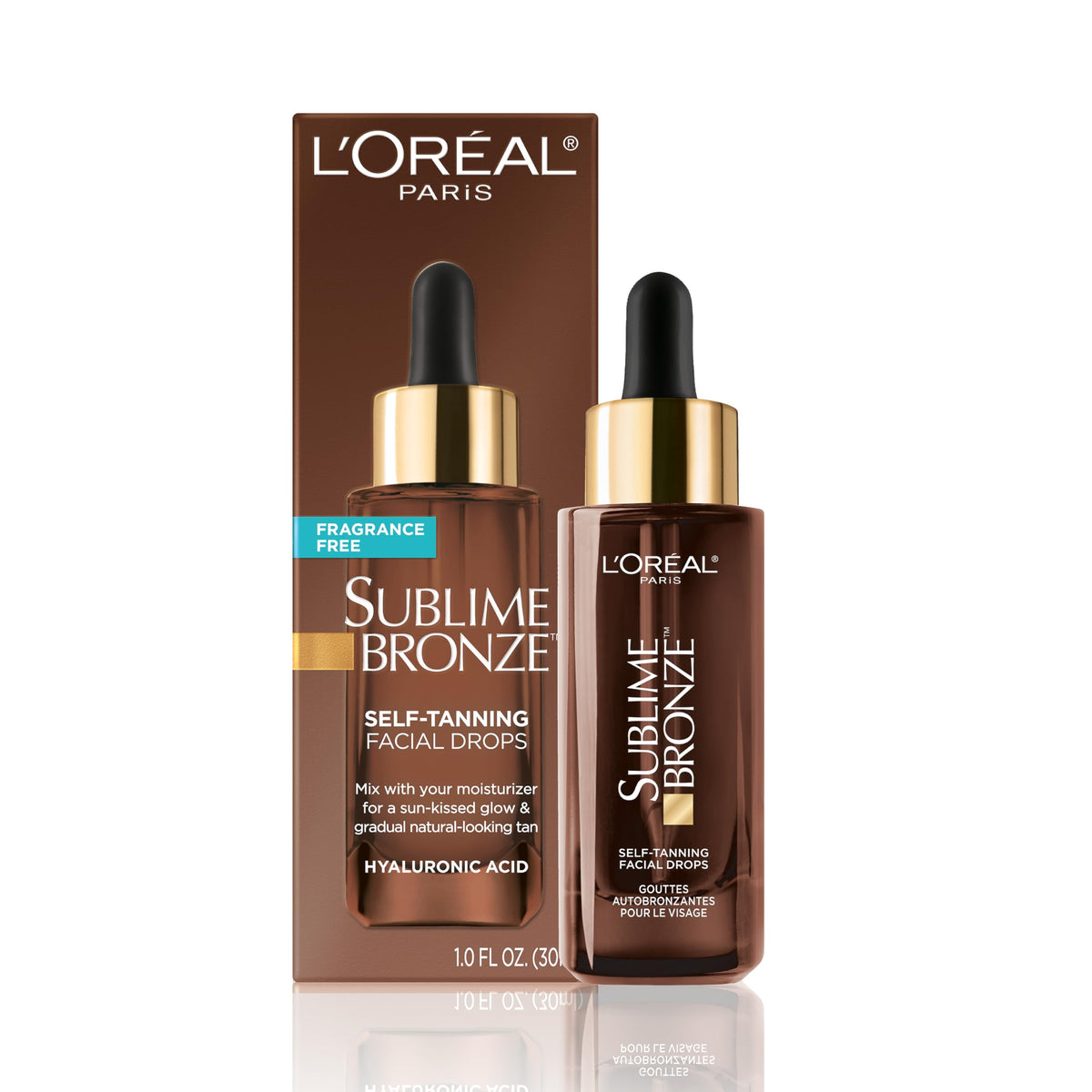 L'Oreal Paris Sublime Bronze Self Tanning Facial Drops 1 fl. Oz front view