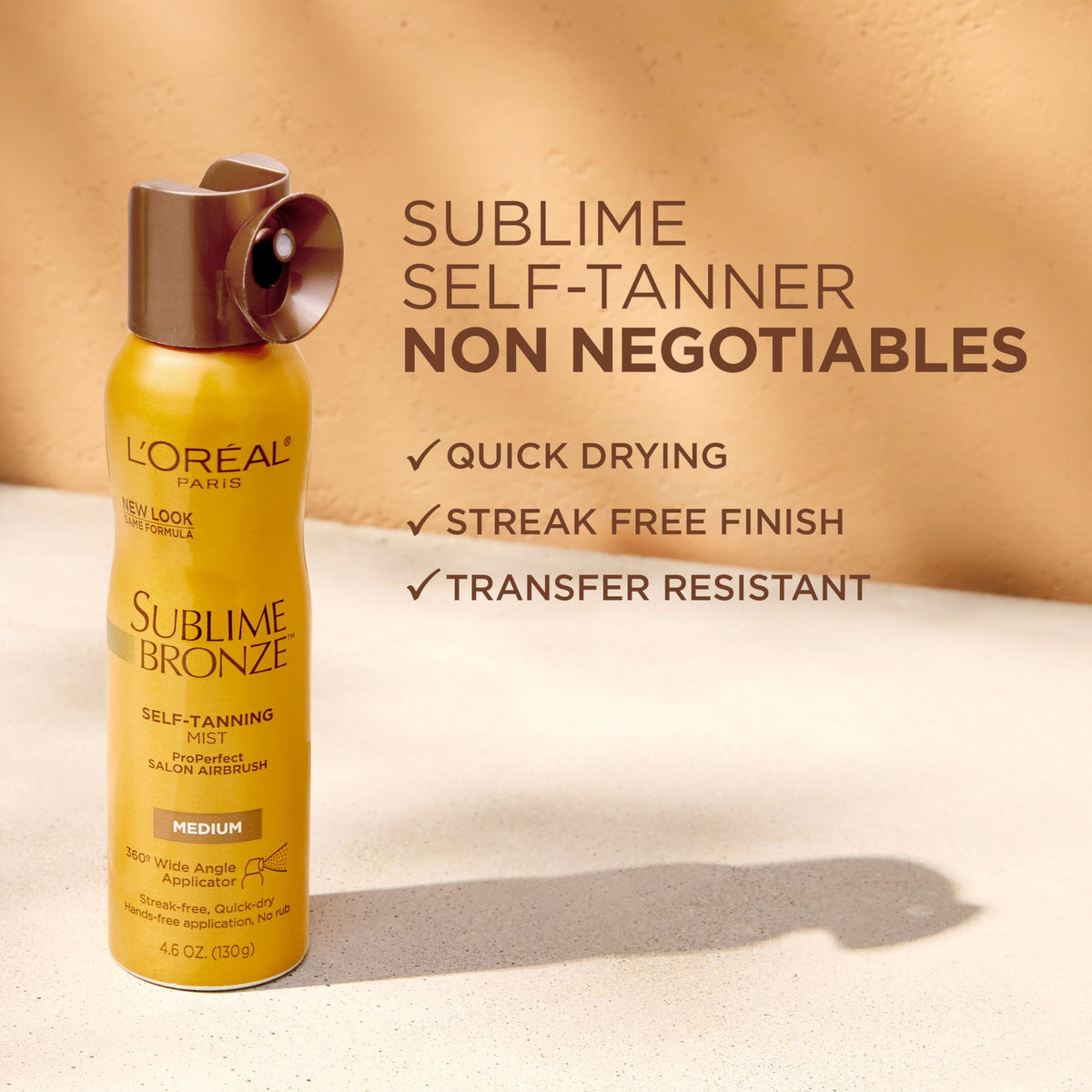 L'Oreal Paris Sublime Bronze Self-Tanning Mist on clean skin
