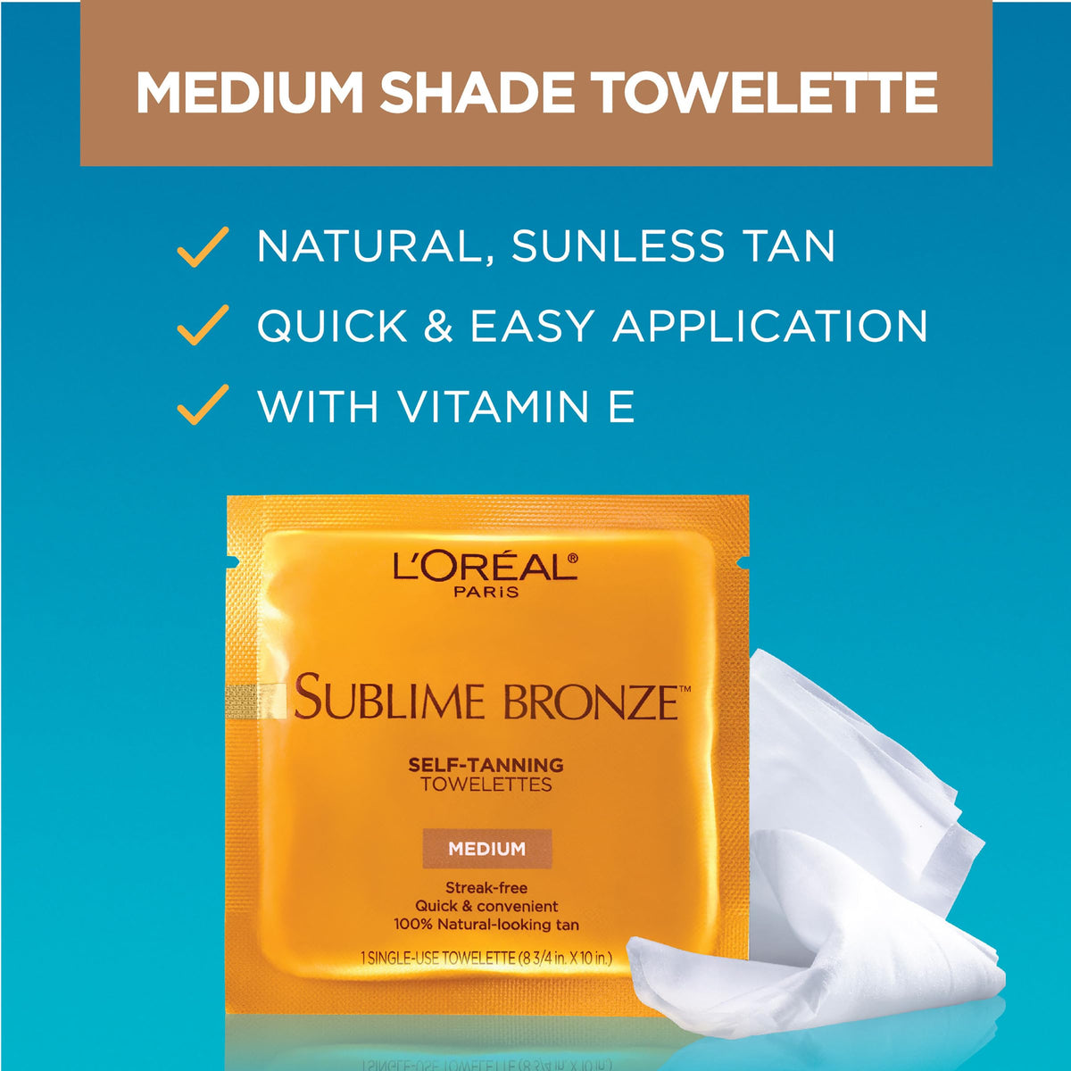 L'Oreal Paris Sublime Bronze Self Tanning Towelettes close-up