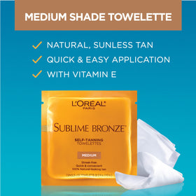 L'Oreal Paris Sublime Bronze Self Tanning Towelettes close-up