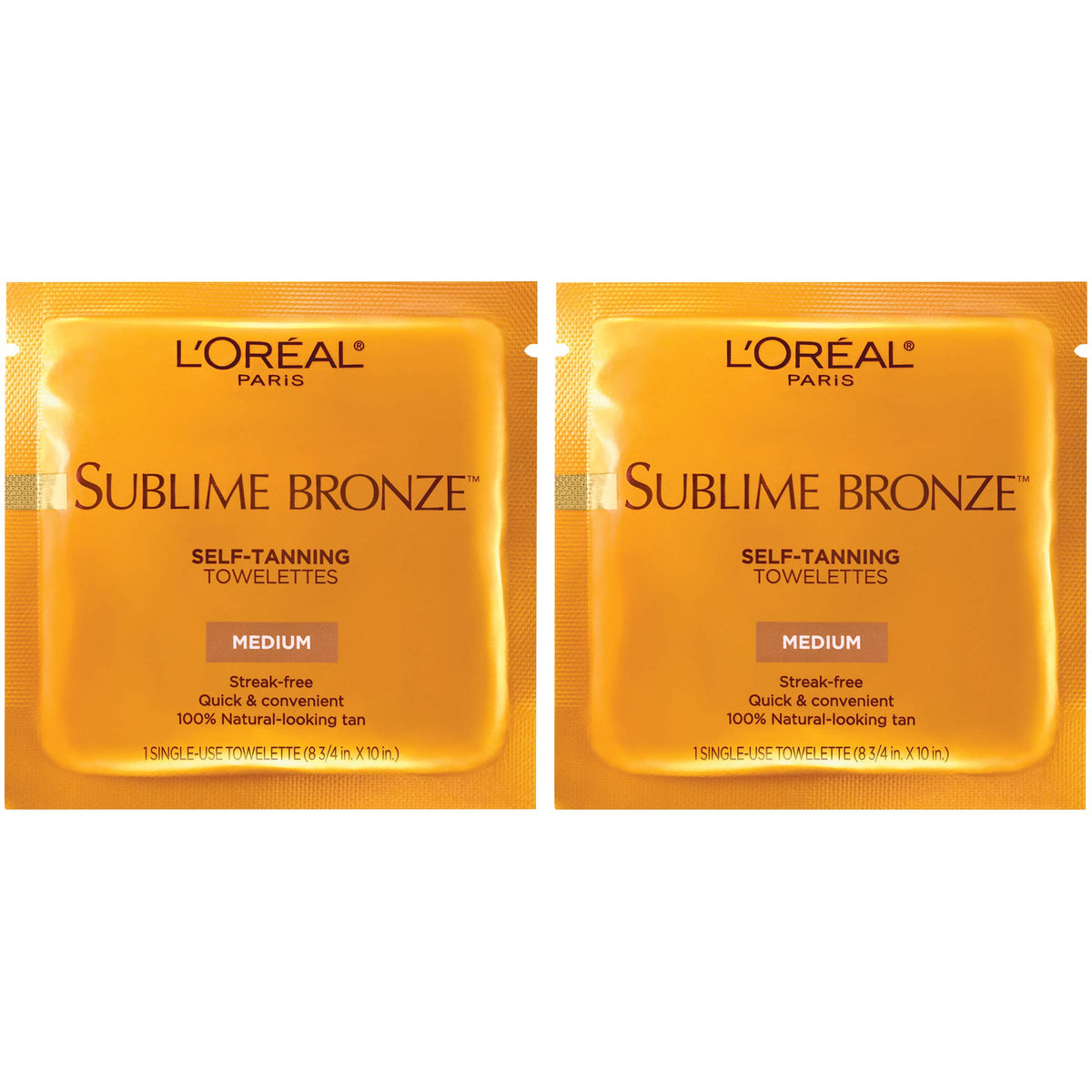 L'Oreal Paris Sublime Bronze Self Tanning Towelettes front view