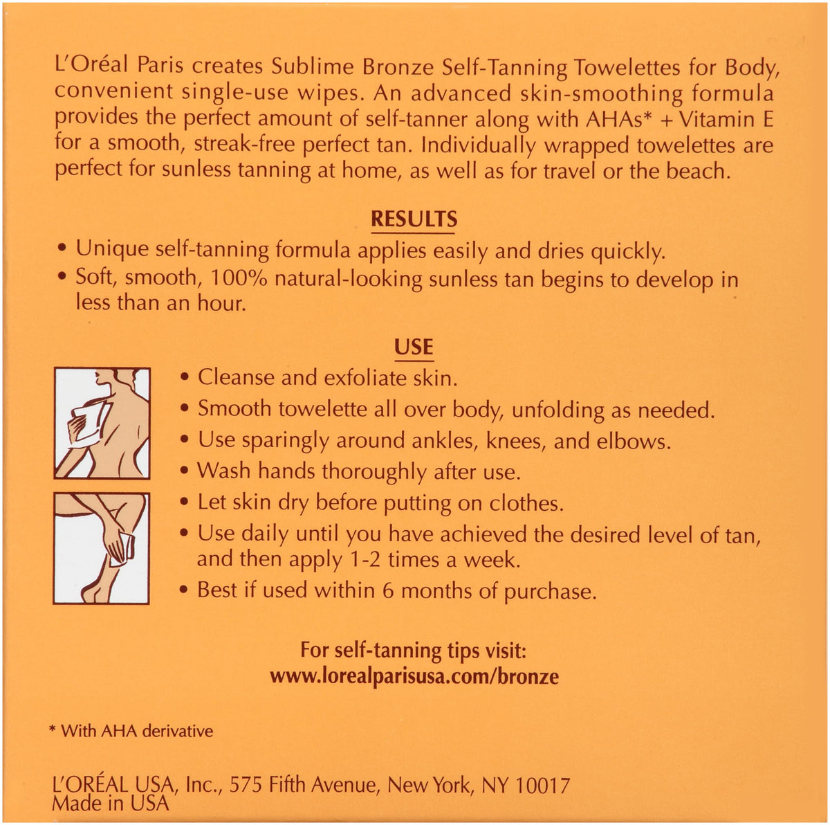 L'Oreal Paris Sublime Bronze Self-Tanning Towelettes with other L'Oreal tanning products