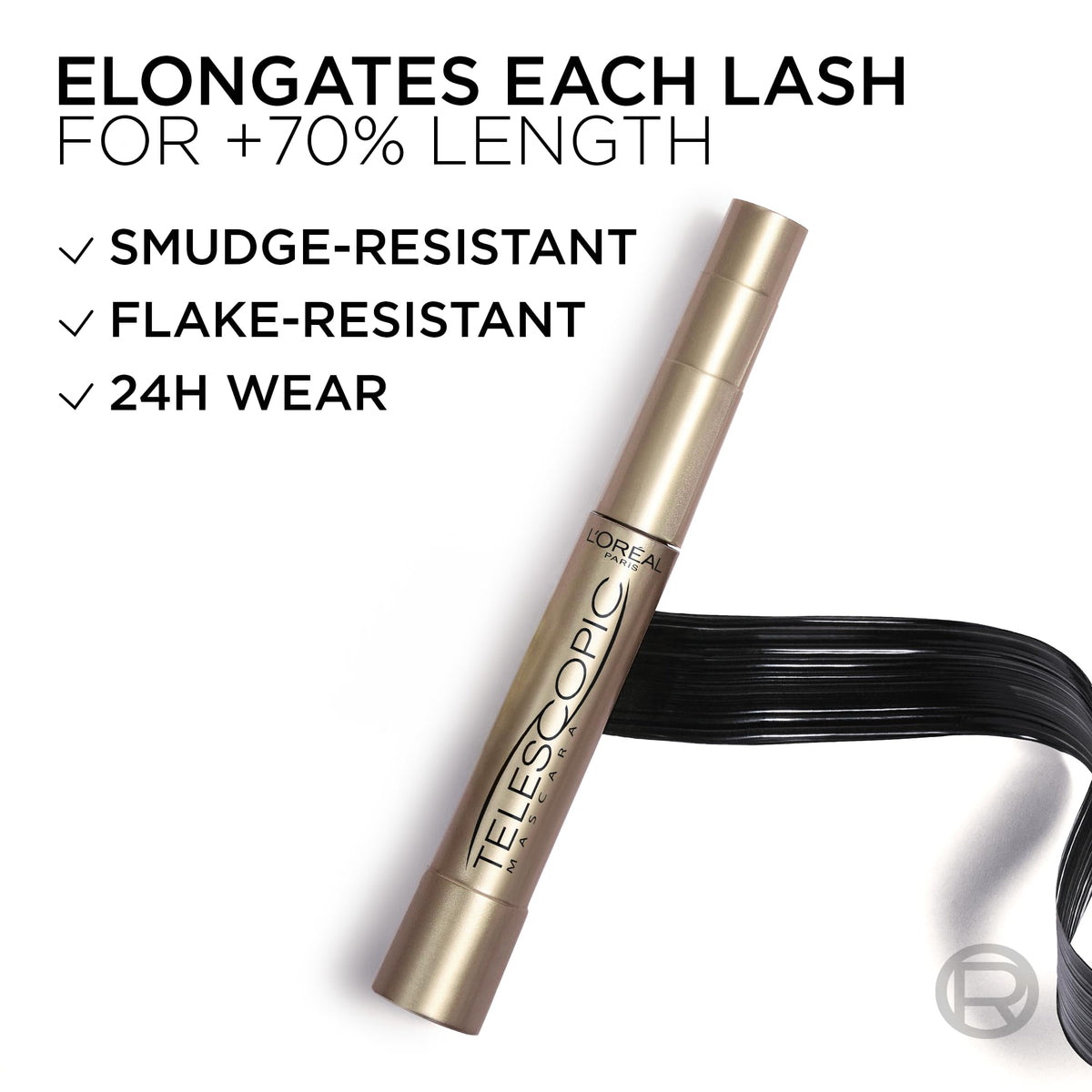 L'Oreal Paris Telescopic Mascara on vanity with makeup tools