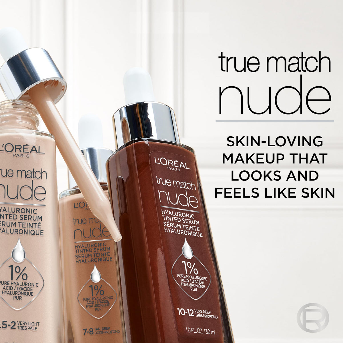 L'Oreal Paris True Match foundation displayed with other makeup products