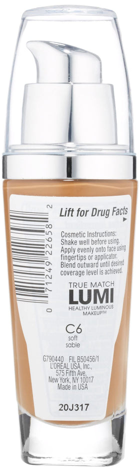 L'Oreal Paris True Match Lumi Makeup C6 Soft Sable bottle side view