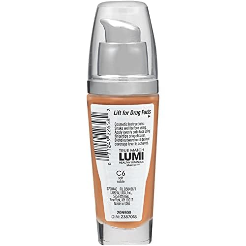 L'Oreal Paris True Match Lumi Makeup C6 Soft Sable swatch on skin