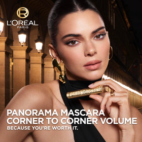 L'Oreal Paris Voluminous Panorama Mascara Blackest Black multi-level bristle brush close-up