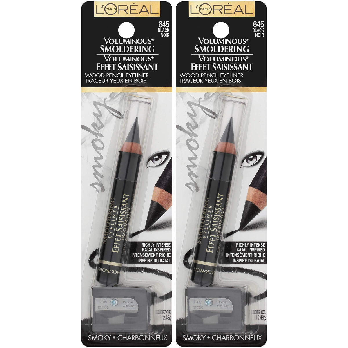L'Oreal Paris Voluminous Smoldering Eyeliner Black with custom sharpener