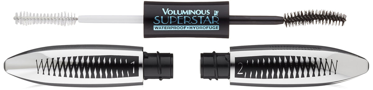 L'Oreal Paris Voluminous Superstar Waterproof Mascara front view with black packaging