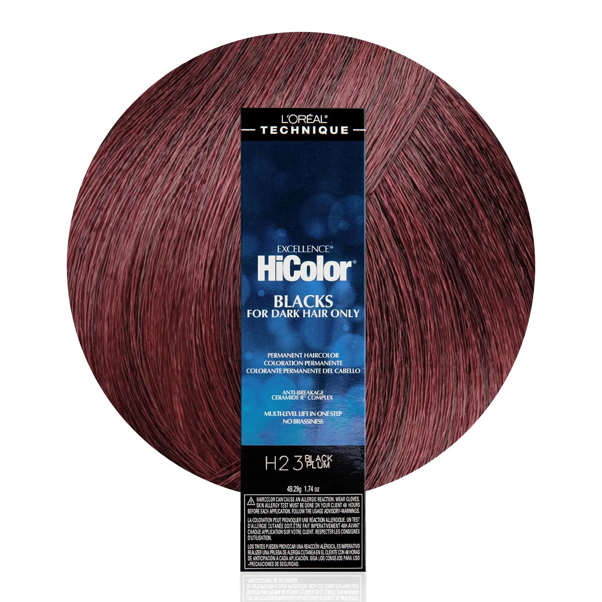 L'OREAL TECHNIQUE HiColor Black Plum hair colour front view