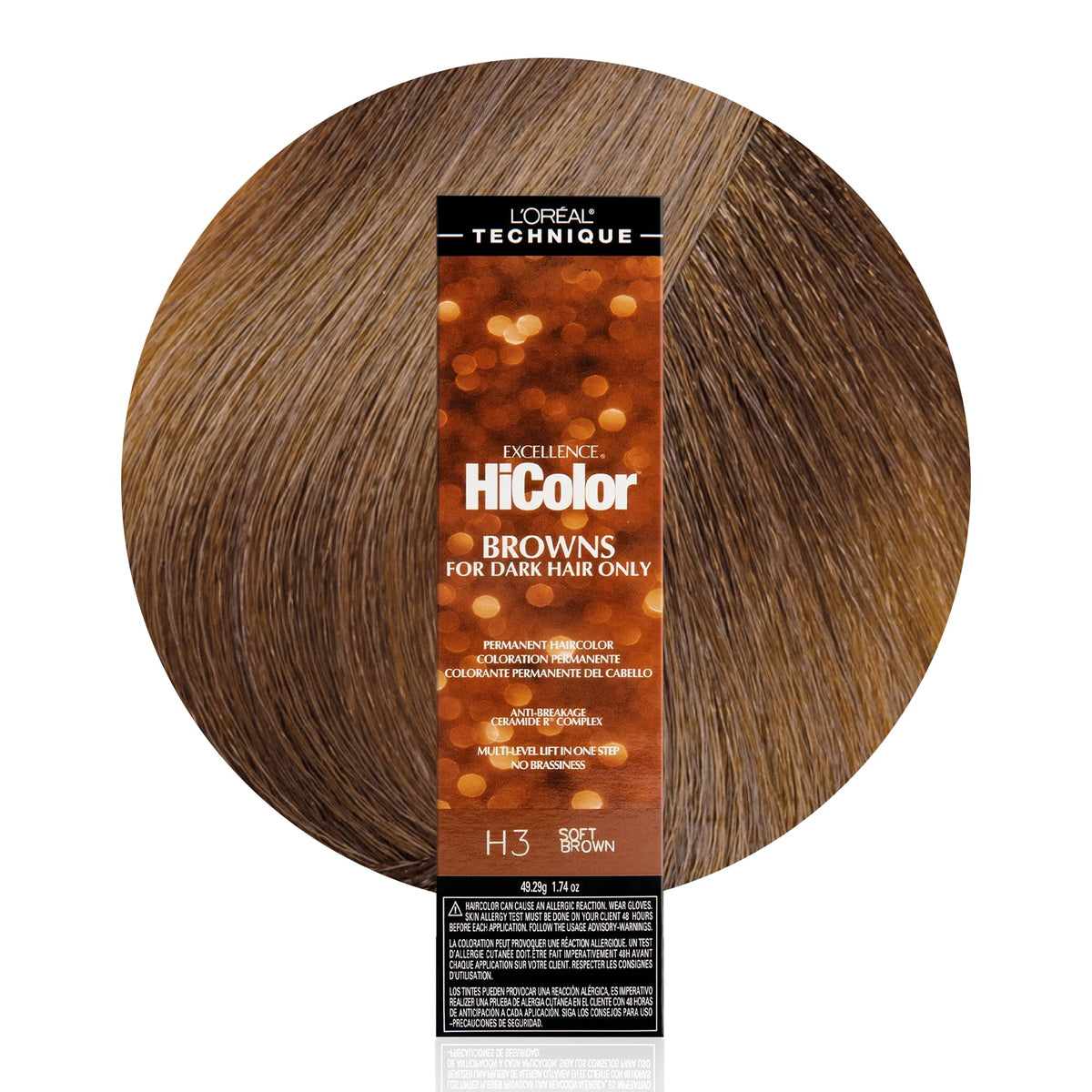 L'OREAL TECHNIQUE HiColor H3 Soft Brown hair colour tube front view