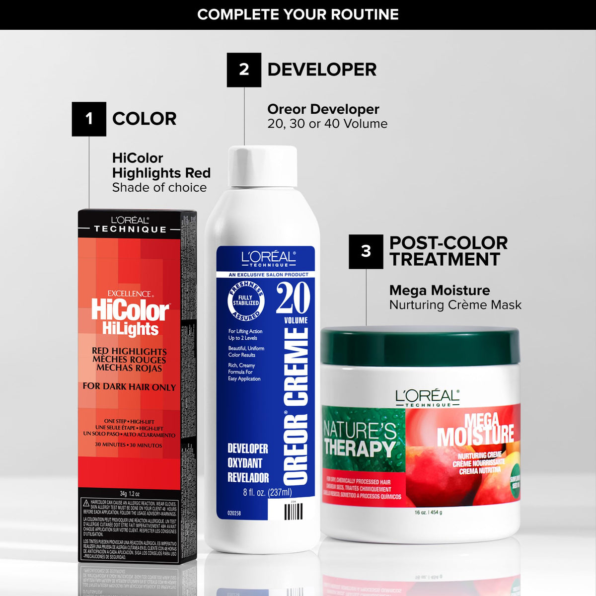 L'OREAL TECHNIQUE HiColor Red HiLights mixed with oxidant