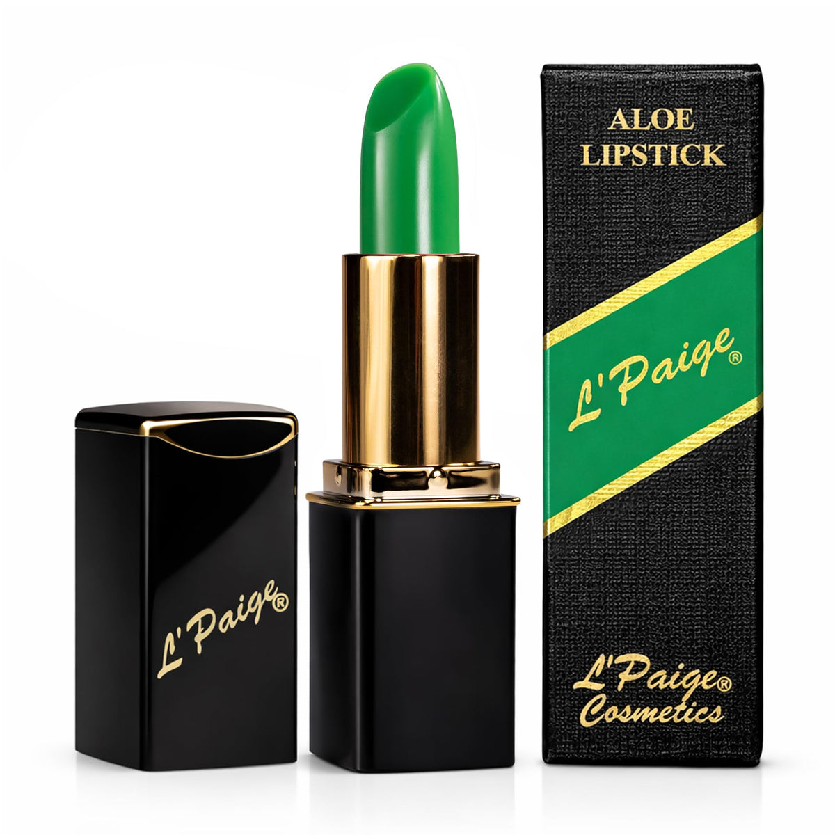 L'Paige Color-Changing Green Lipstick front view