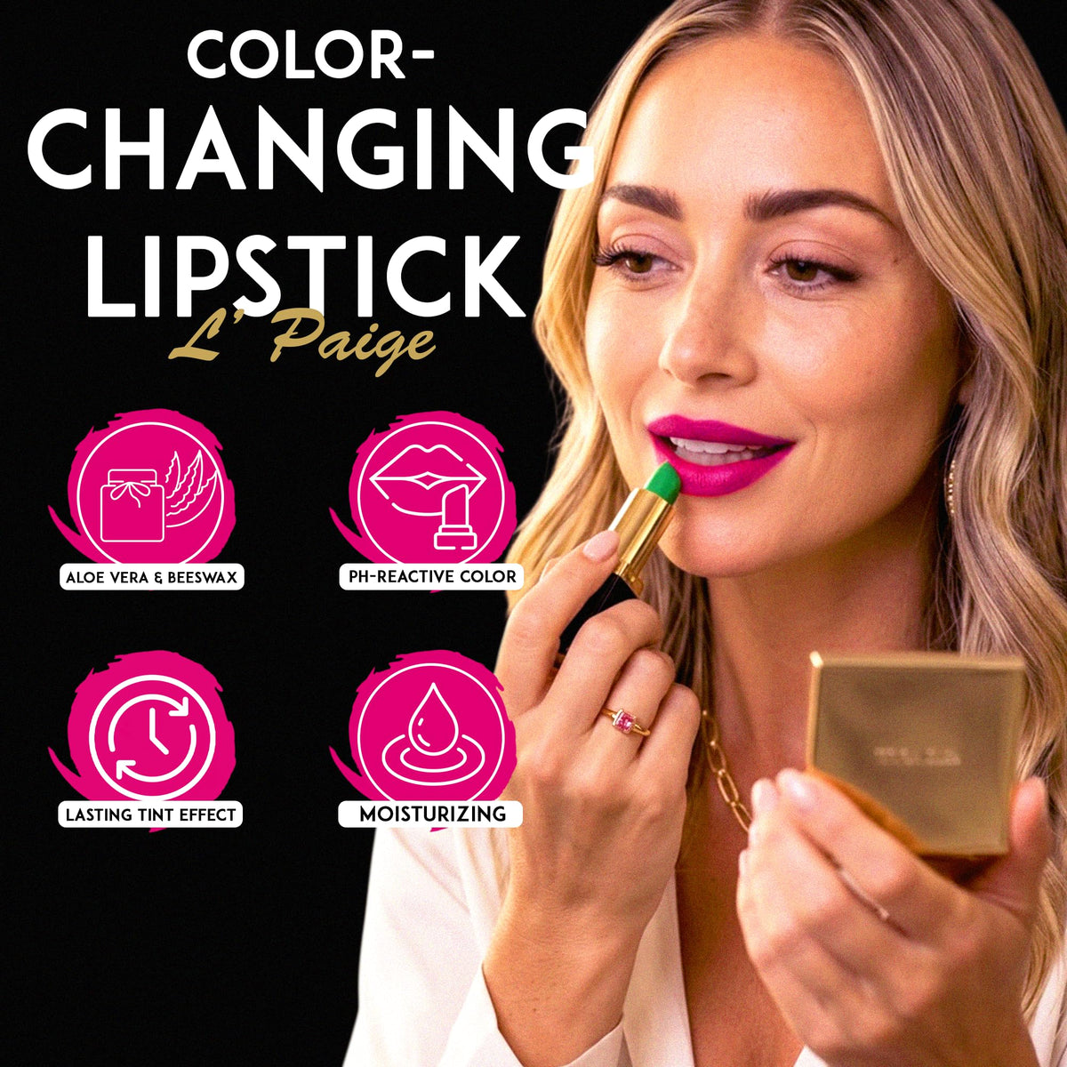 L'Paige Color-Changing Green Lipstick with aloe vera ingredients