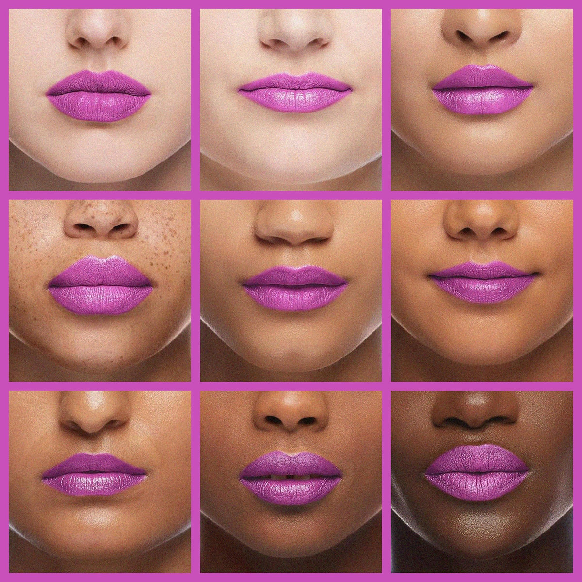 L'Paige Electric Fuchsia Lipstick on model's lips