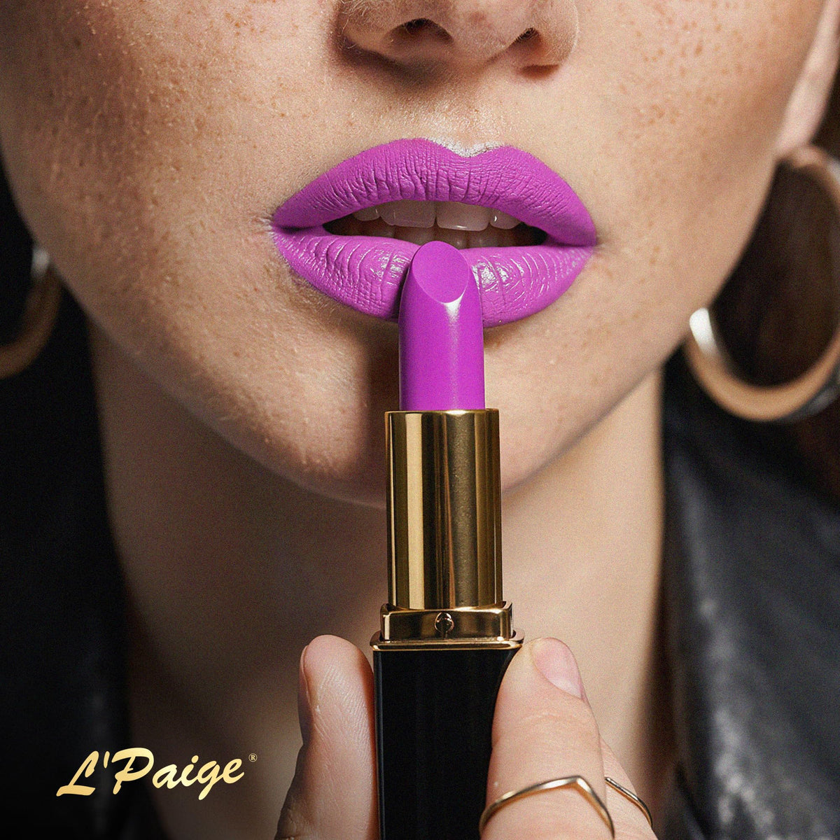 L'Paige Electric Fuchsia Lipstick with ingredients list