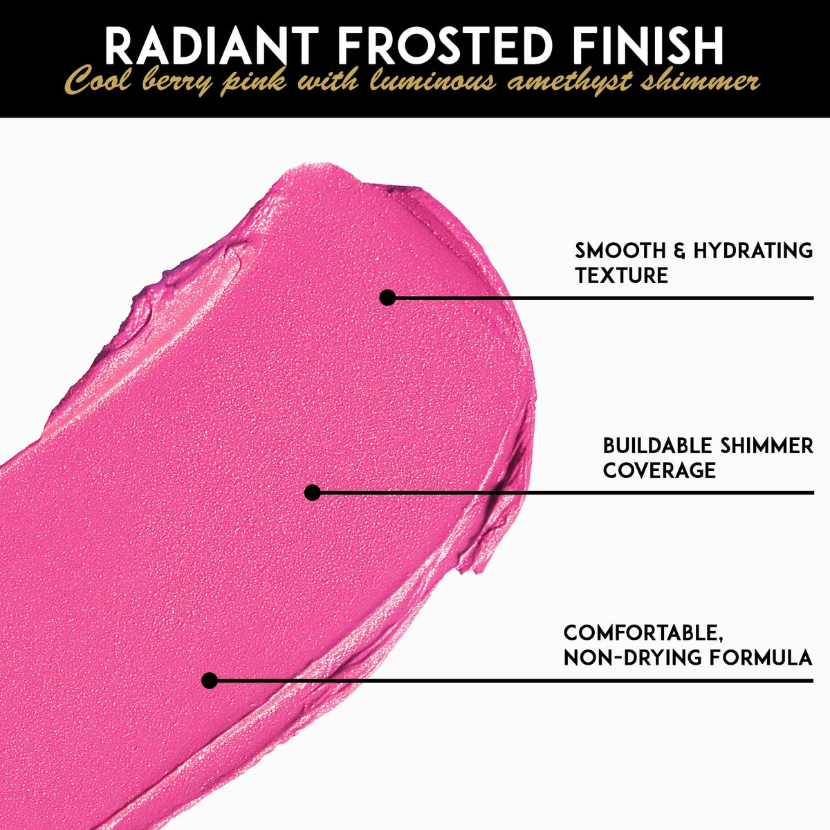 L'Paige Frosted Amethyst Lipstick with aloe vera ingredients