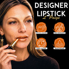 L'Paige Frosted Copper Lipstick on a makeup table