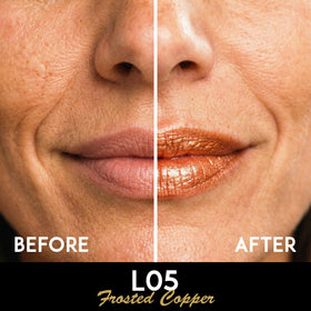L'Paige Frosted Copper Lipstick showing burnt copper shade