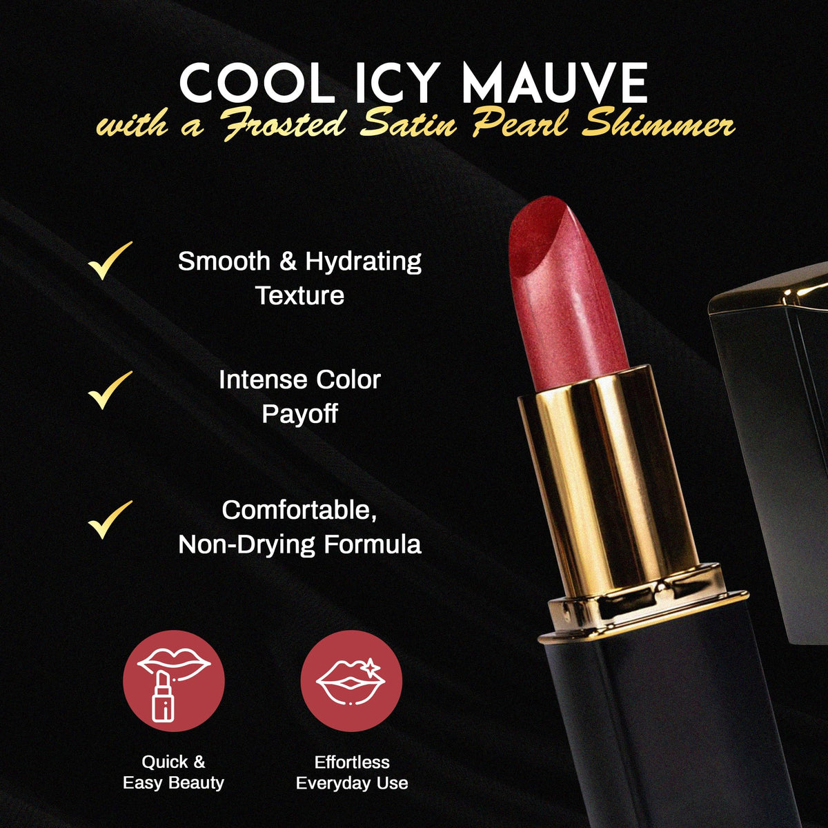 L'Paige Icy Mauve Lipstick in natural light