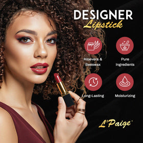 L'Paige Icy Mauve Lipstick packaging with aloe vera