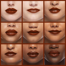 L'Paige lipstick applied on model's lips showcasing vibrant colour