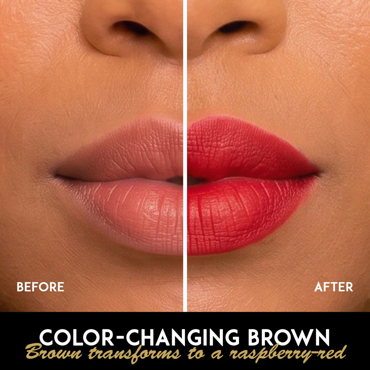 L'Paige lipstick swatch displaying raspberry red