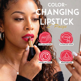 L'Paige lipstick with temperature-sensitive feature demonstration
