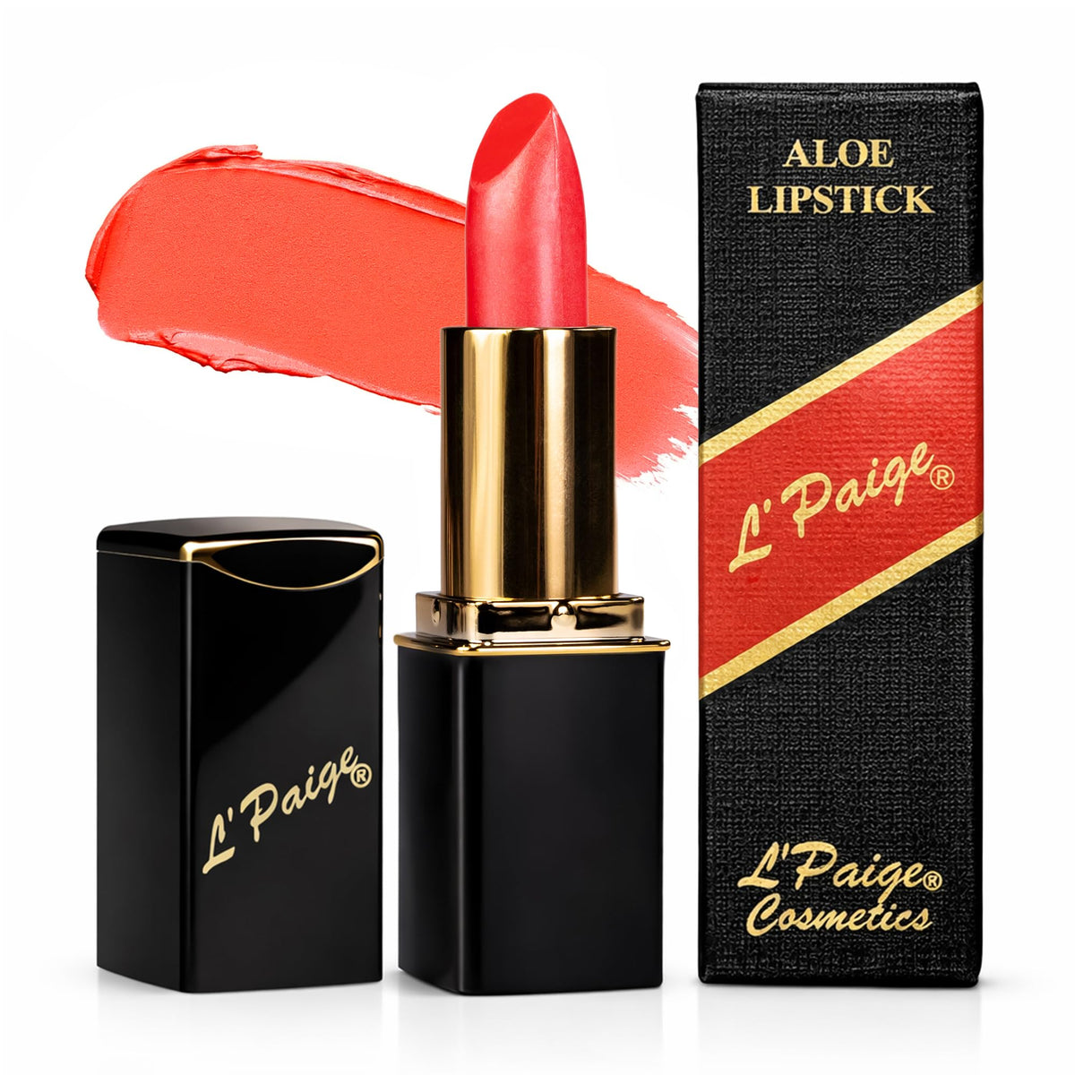 L'Paige Mango Lipstick L57 vibrant coral shade front view