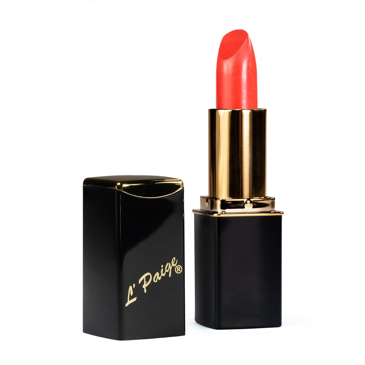 L'Paige Melon Lipstick L39 bright coral pink tube front view