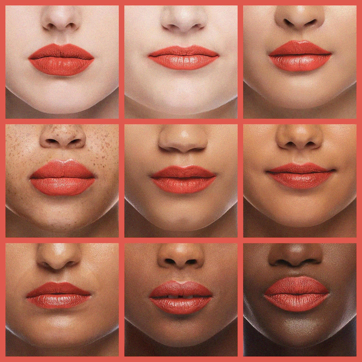 L'Paige Peach Nectar Lipstick in use on model's lips