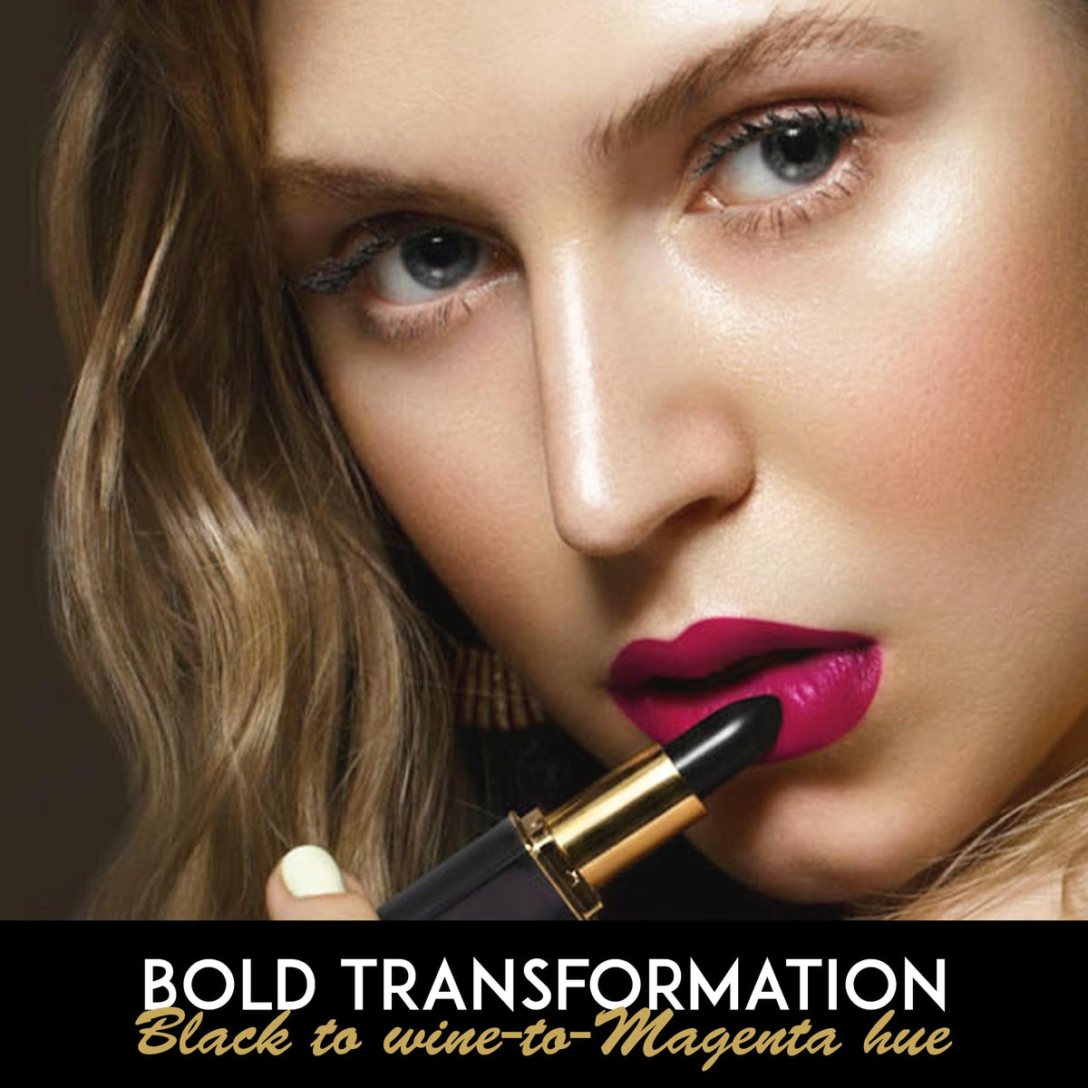 L'Paige pH Color-Changing Black Lipstick black and magenta swatches