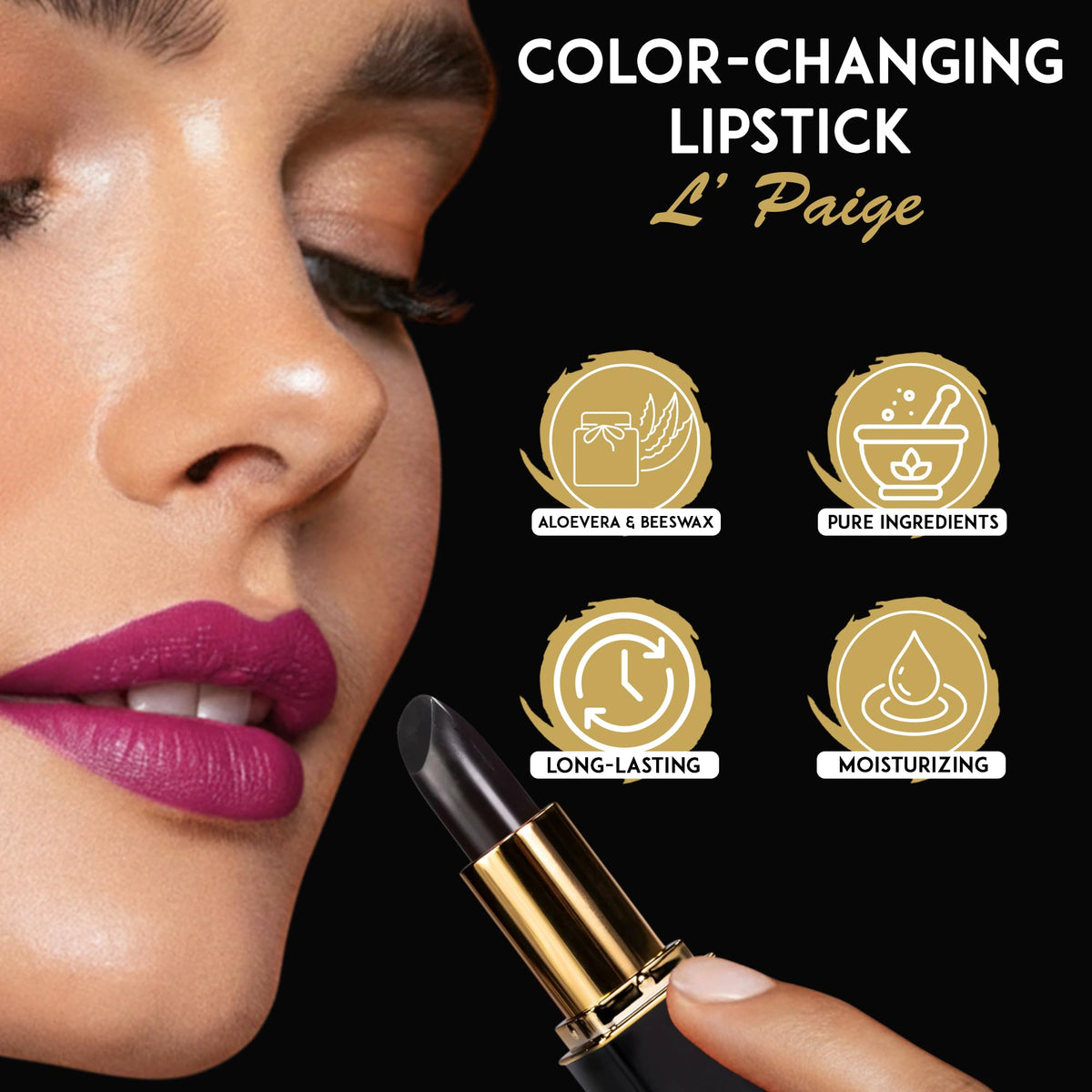 L'Paige pH Color-Changing Black Lipstick packaging