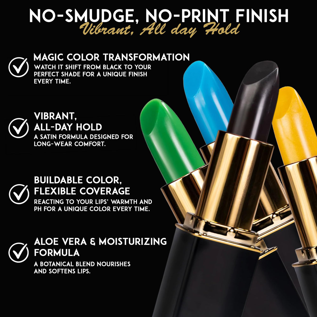 L'Paige pH Color-Changing Black Lipstick with aloe vera ingredients