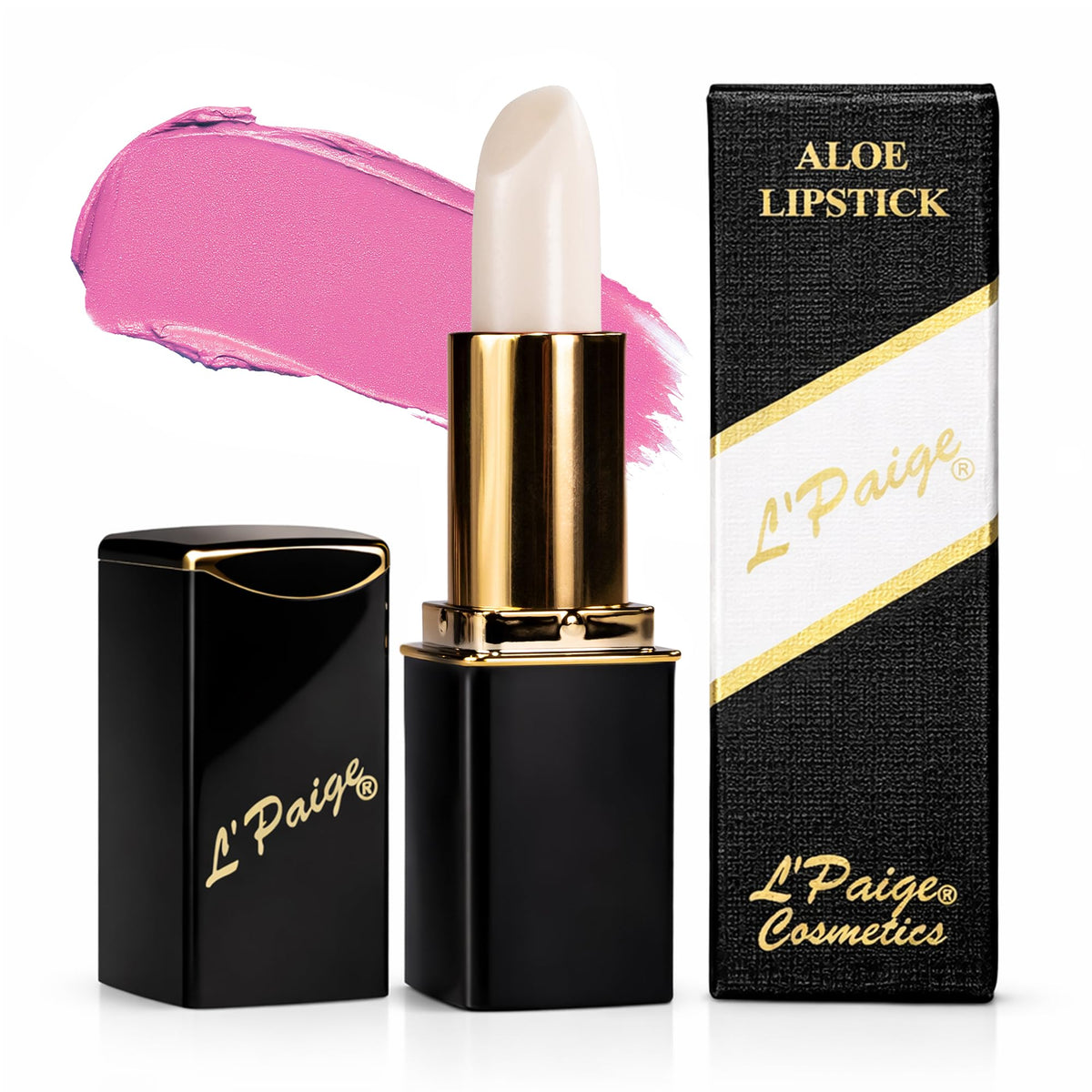 L'Paige pH Color-Changing Lipstick front view with white casing