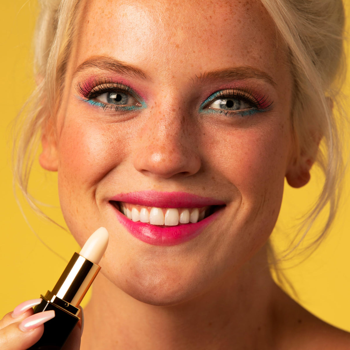 L'Paige pH Color-Changing Lipstick swatch showing white to soft rose-pink