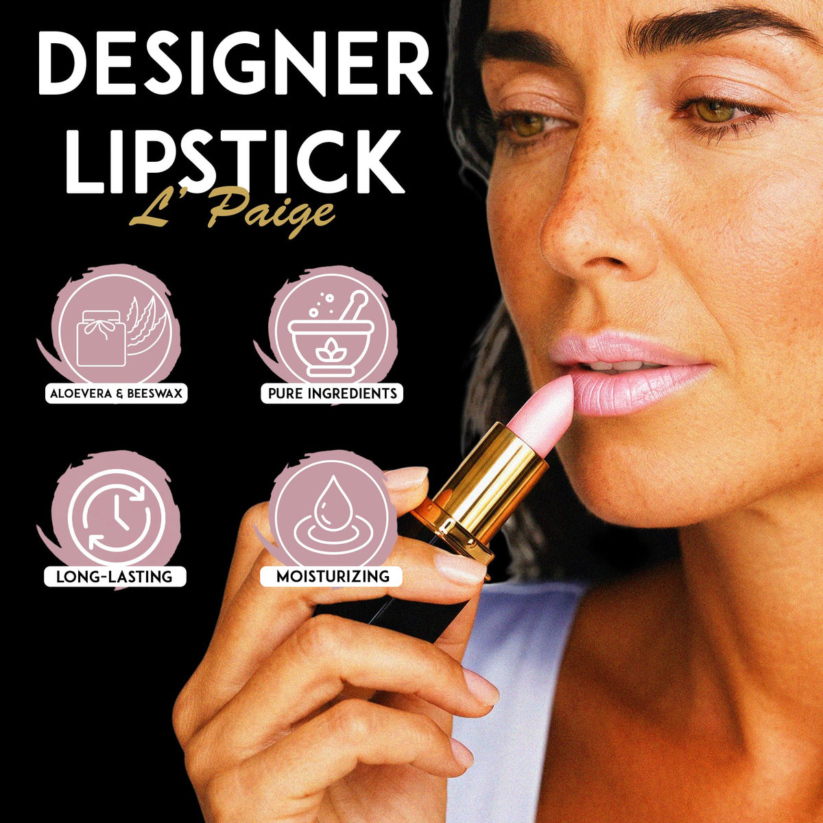 L'Paige Shimmery Ice Lipstick Frosted Pink L44 texture close-up