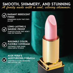 L'Paige Shimmery Ice Lipstick Frosted Pink L44 with natural light