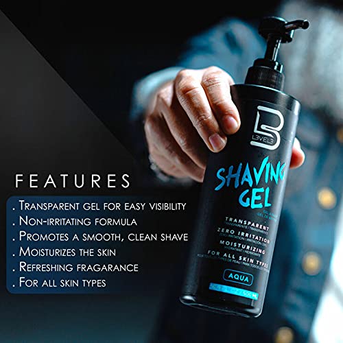 L3 Clear Shaving Gel 16.9 oz application scene on skin