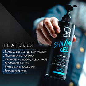 L3 Clear Shaving Gel 16.9 oz application scene on skin