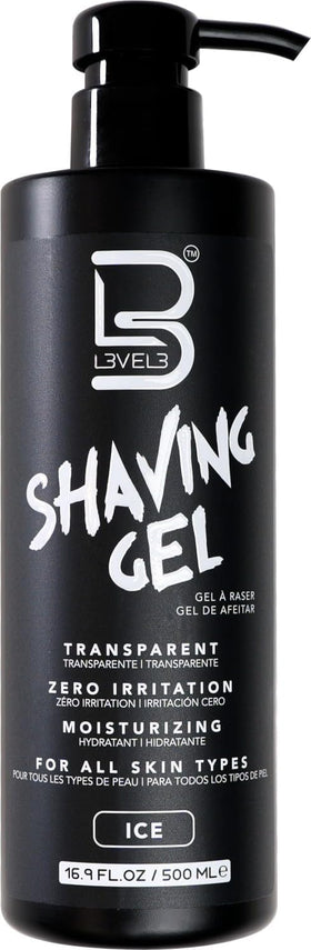 L3 Clear Shaving Gel 16.9 oz front view with packaging
