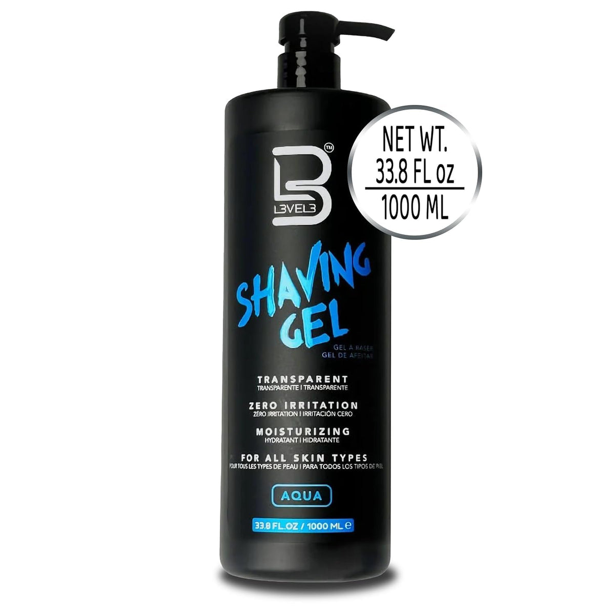 L3 Clear Shaving Gel demonstrating easy visibility