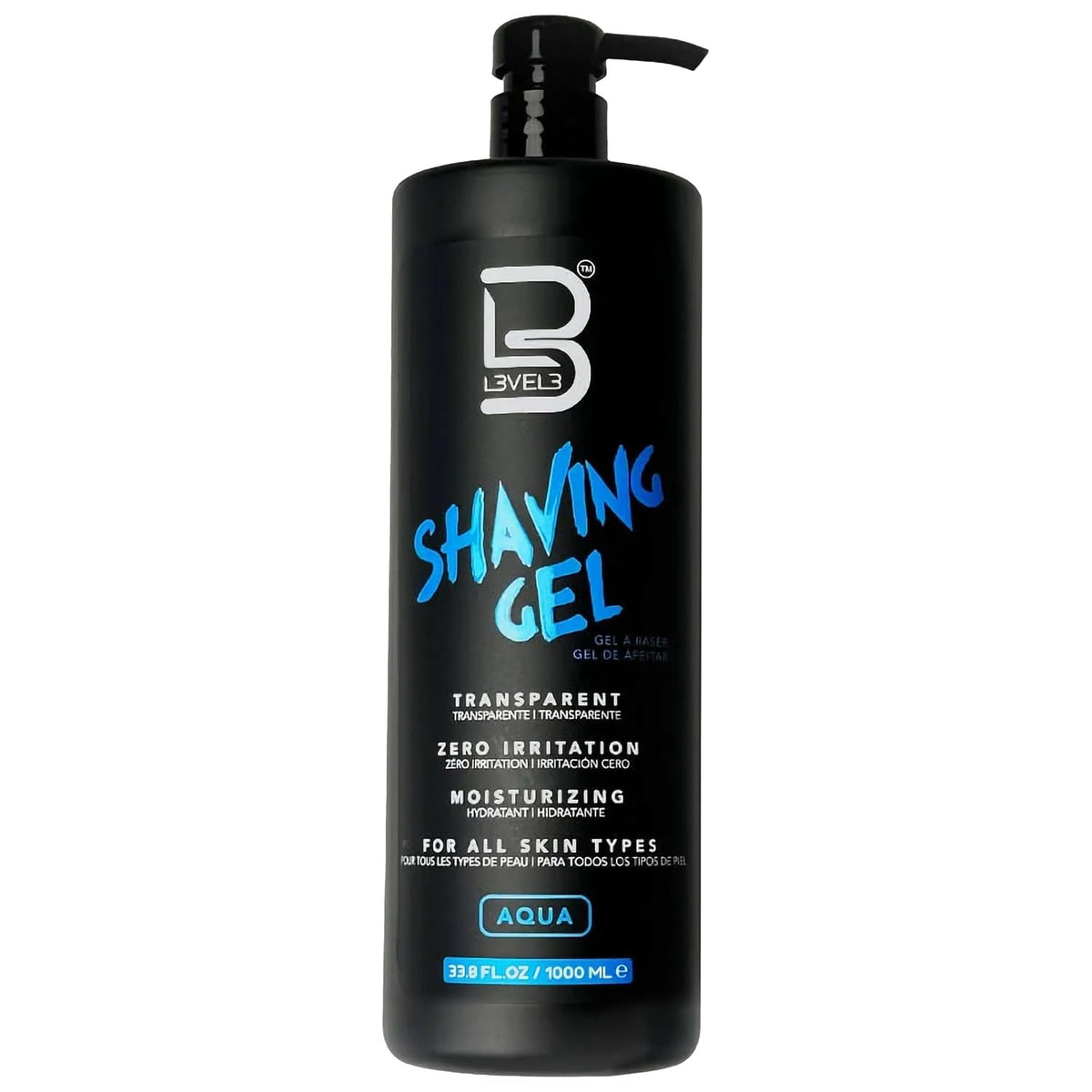 L3 Clear Shaving Gel for Men 33.8 fl oz front view