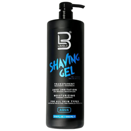 L3 Clear Shaving Gel for Men 33.8 fl oz front view