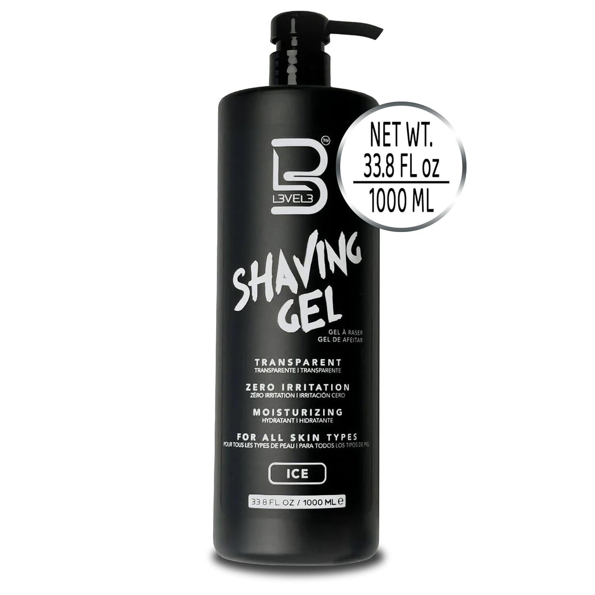 L3 Clear Shaving Gel in bathroom setting